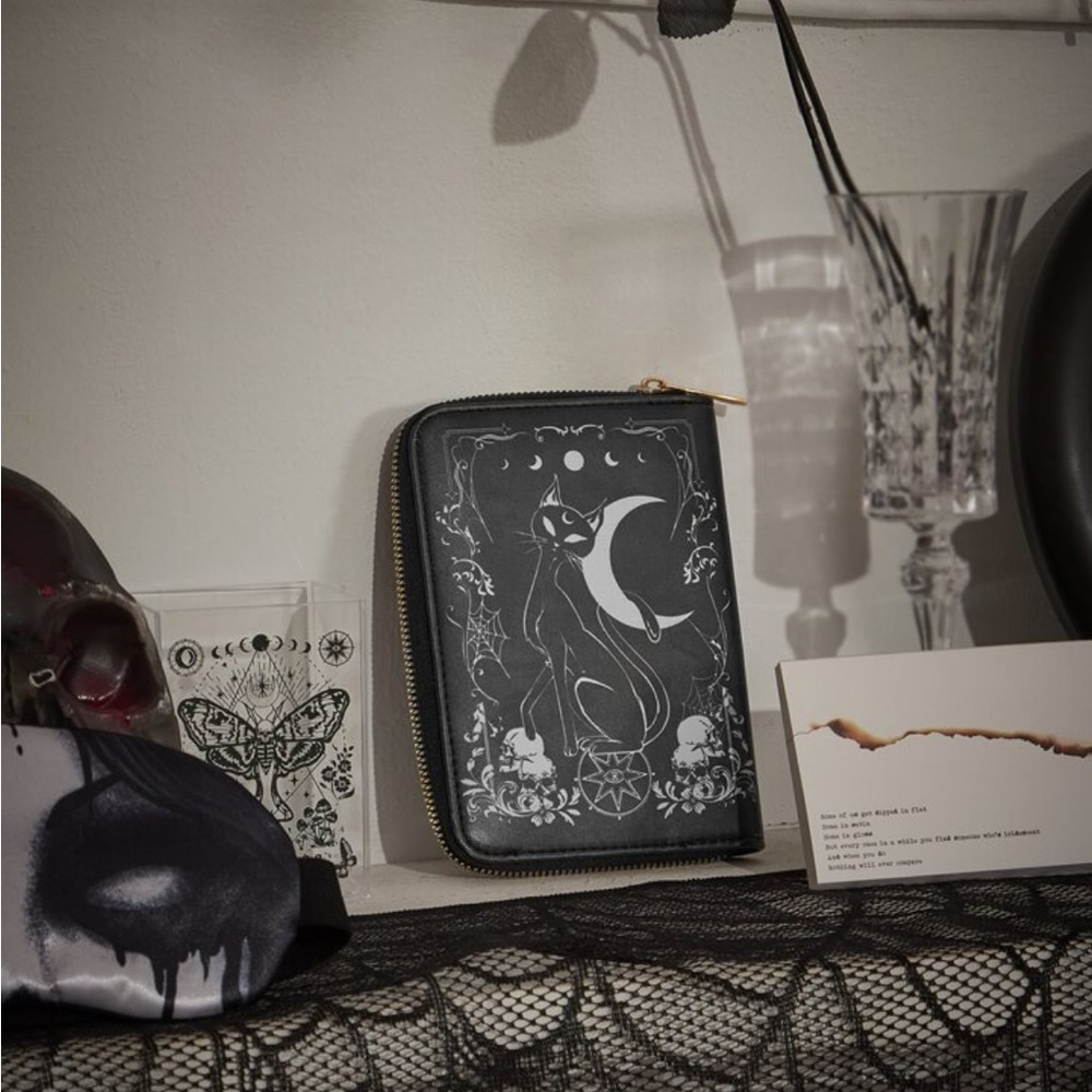 Moon Black Cat Design Ladies Wallet